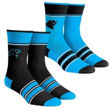Youth Rock Em Socks Carolina Panthers Multi-Stripe 2-Pack Team Crew Sock Set Unbranded