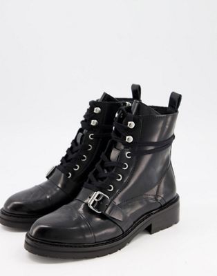 Черные кожаные походные ботинки на шнуровке и пряжке AllSaints Donita AllSaints