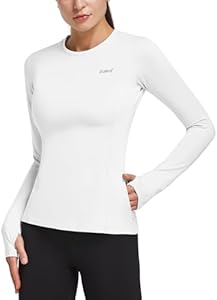 BALEAF Thermal Shirts for Women Long Sleeve Fleece Tops Running Workout Cold Weather Gear Compression Zipper Pocket Baleaf