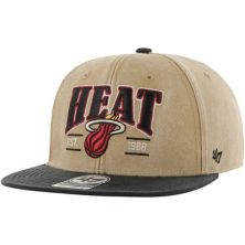 Men's '47 Khaki/Black Miami Heat Chilmark Captain Snapback Hat Unbranded