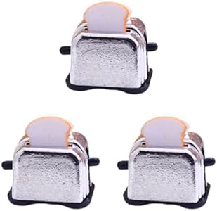 Vaguelly 3pcs Toy Toaster DIY Accessories Mini Toaster Playset Dolls House Appliances Small Toaster Miniature Kitchenware Tiny Toasters Food Pretend Play Vaguelly