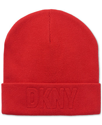 Женская шапка-бини на манжетах с тисненым логотипом DKNY