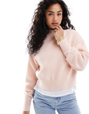 & Other Stories mock neck sweater in soft pink & OTHER STORIES