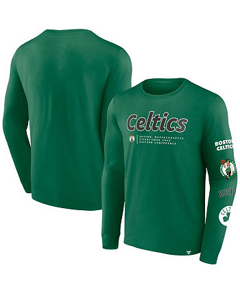 Мужская футболка Kelly Green Boston Celtics Baseline с длинным рукавом Fanatics