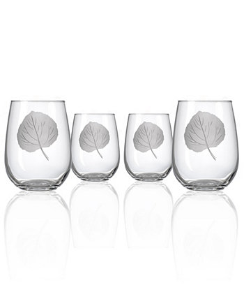 Стакан для вина без ножки с листьями осины 17 унций - набор из 4 стаканов Rolf Glass