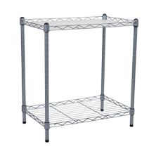 Mind Reader Alloy Collection, 2-Tier Industrial Microwave Stand with Utility Shelf Mind Reader