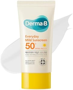 Derma B Everyday Mild Sunscreen SPF50+ PA++++ 1.69 Fl Oz, 50ml Fast-Absorbing Lightweight SPF Sunblock Moisturizer, Facial Body Non-Sticky for Dewy Skin, Korean Sunscreen Lotion for Sensitive Skin Derma B