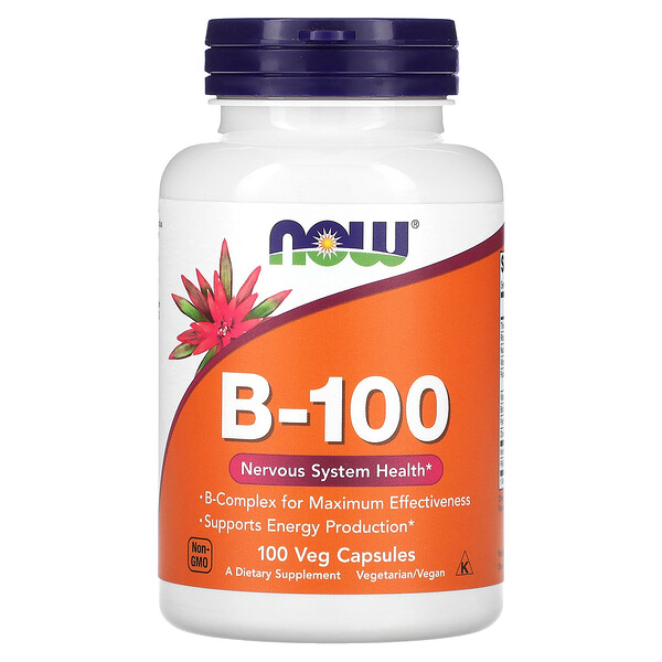 B-100, 100 растительных капсул NOW Foods