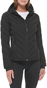 Calvin Klein Women's Scuba Side Panel and Sleeve Detail Adjustable Hood Zip Pocketspuffer Calvin Klein