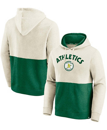 Мужская толстовка с капюшоном Oatmeal and Kelly Green Oakland Athletics в винтажном стиле с арочным пуловером Fanatics