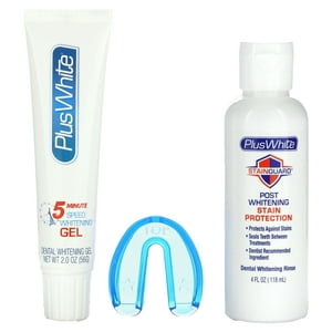 Plus White Premier Whitening System, 5 Minute Whitening Gel, Mouth Tray & Post Rinse, Unflavored Plus White