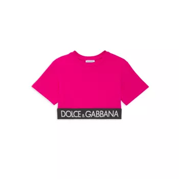 Маленькая девочка &amp;amp; Укороченная футболка с логотипом для девочек Dolce & Gabbana