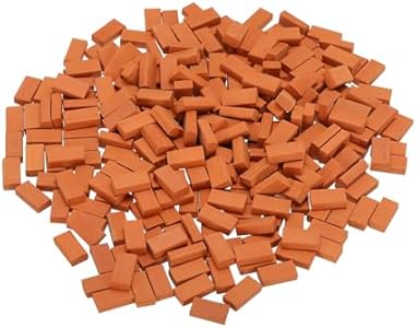 MECCANIXITY Miniature Bricks Clay Mini Wall Brick Model Brick Building Set for Model Building Dolls Pet Houses Garden Red Pack of 300 Scale 1/16 16x8x5mm/0.63x0.31x0.2" Meccanixity