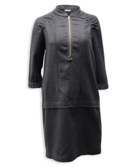 Marni Half Zip Dress In Gray Wool MARNI