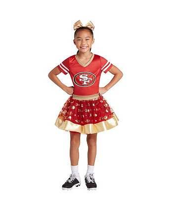 Big Girls Scarlet San Francisco 49ers Tutu Tailgate Game Day V-Neck Costume Jerry Leigh