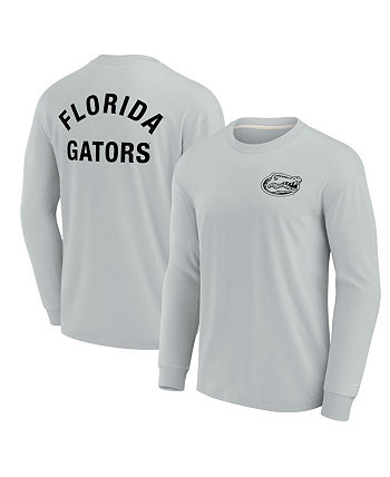 Мужская и женская серая супермягкая футболка с длинным рукавом Florida Gators Fanatics Signature
