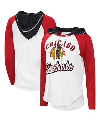 Женская бело-красная футболка с капюшоном Chicago Blackhawks MVP реглан G-III Sports
