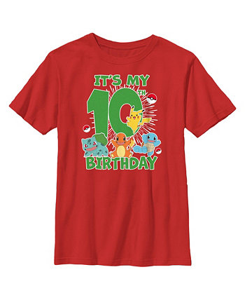 Boy's Pokemon It's My 10th Birthday Starters  Child T-Shirt Nintendo
