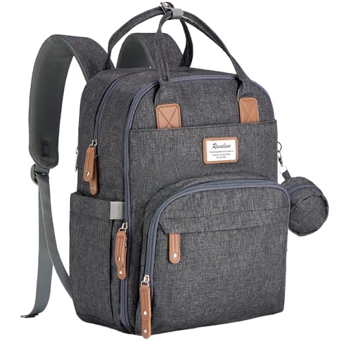 Рюкзак для подгузников RUVALINO, многофункциональный дорожный рюкзак, пеленальные сумки для беременных, большая вместимость, водонепроницаемые и стильные, черные Ruvalino