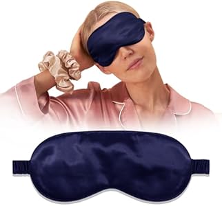 Eye Mask for Sleeping Made of 100% MulberrySilk, Softest & Breathable Silk Eye Sleep Mask,Silk Sleep Mask for Women Men,Eye Sleep Shade Cover,Blocks Light Reduces Puffy Eyes Gifts (Blue Flowers) QIYUE