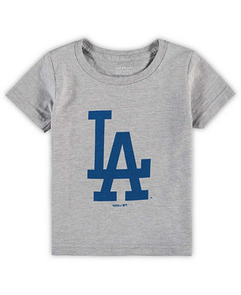 Серая футболка с вышивкой для малышей Los Angeles Dodgers с логотипом Primary Gen 2