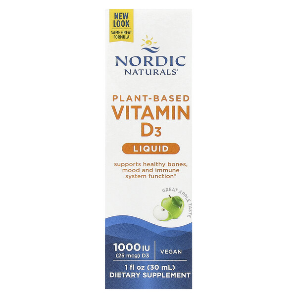 Жидкий витамин D3 на растительной основе, 1000 МЕ, 1 жидкая унция (30 мл) Nordic Naturals