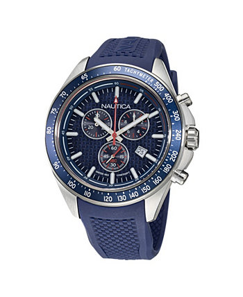 Мужские аналоговые часы с синим силиконовым ремешком, 46 мм Nautica