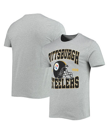 Мужская футболка со шлемом Pittsburgh Steelers с меланжевым покрытием серого цвета Junk Food