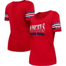 Женская красная футболка в полоску New Era Los Angeles Angels Team New Era