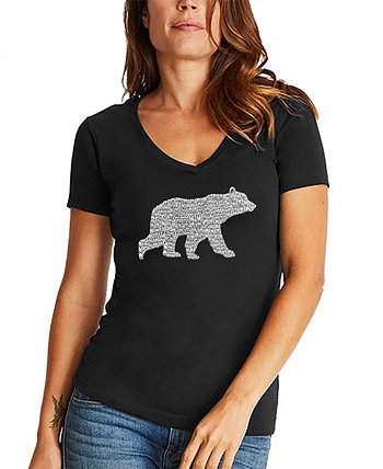 Женская футболка Word Art Mama Bear с v-образным вырезом LA Pop Art