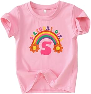 SOFEON Rainbow Birthday Girl Shirts Toddler Baby Girls Birthday Outfits Tees T-Shirt Gifts Party Tops 1-7 Years Sofeon