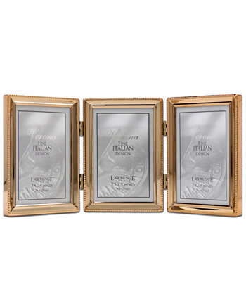 Тройная навесная рамка для фото из полированного металла - дизайн с бусинами, 3,5 "x 5" Lawrence Frames
