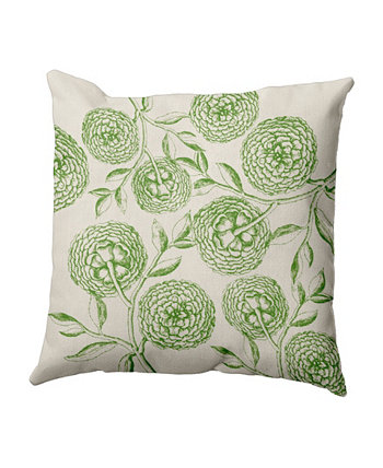 Зеленая декоративная подушка с цветочным рисунком Antique Flowers 16 дюймов E by Design