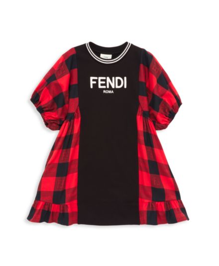 Маленькая девочка &amp;amp; Платье для девочки в клетку Buffalo с логотипом FENDI