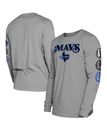 Мужская серая футболка с длинным рукавом Dallas Mavericks 2023/24 City Edition New Era