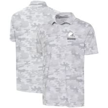 Мужская рубашка-поло Antigua White Cleveland Browns антрацитового цвета с логотипом Collide Antigua