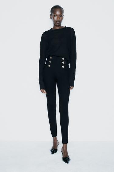 Женские Леггинсы ZARA GOLD BUTTON LEGGINGS ZARA