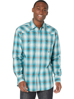 Темно-бирюзовая клетчатая рубашка в стиле вестерн с эффектом омбре и кнопками Roper