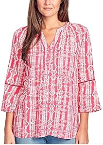 Gloria Vanderbilt Women's Nova Flutter Sleeve BlouseTribal, Weaving Azalea, Variety (Medium) Gloria Vanderbilt