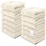 White Classic Luxury 100% Cotton Washcloths Set of 12 - 13x13" White Classic