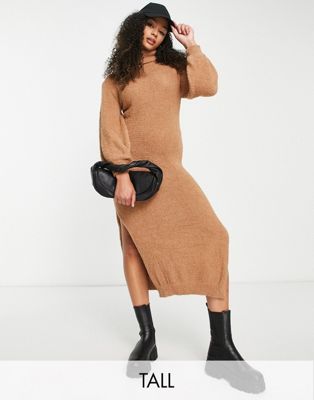 Светло-коричневое платье-свитер с разрезами по бокам Missguided Tall Missguided Tall