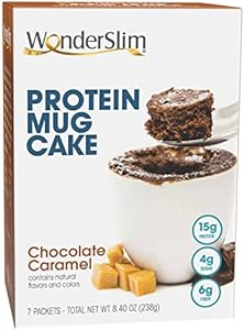 WonderSlim Protein Mug Cake, Blueberry, 7g Fiber, Low Sugar, Gluten Free, Keto Friendly & Low Carb (7ct) WonderSlim