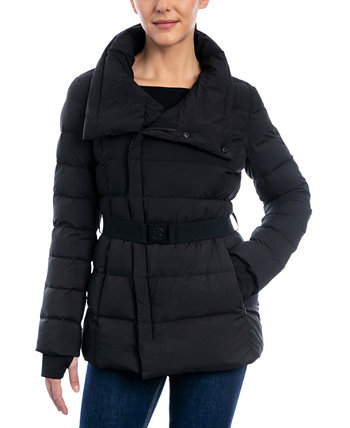 Женское эластичное асимметричное пуховое пальто с поясом и поясом Michael Kors