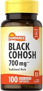 Sundance Black Cohosh 700mg | 100 Quick Release Capsules (Капсулы быстрого высвобождения) | Traditional Herb | Non-GMO and Gluten Free Supplement Sundance