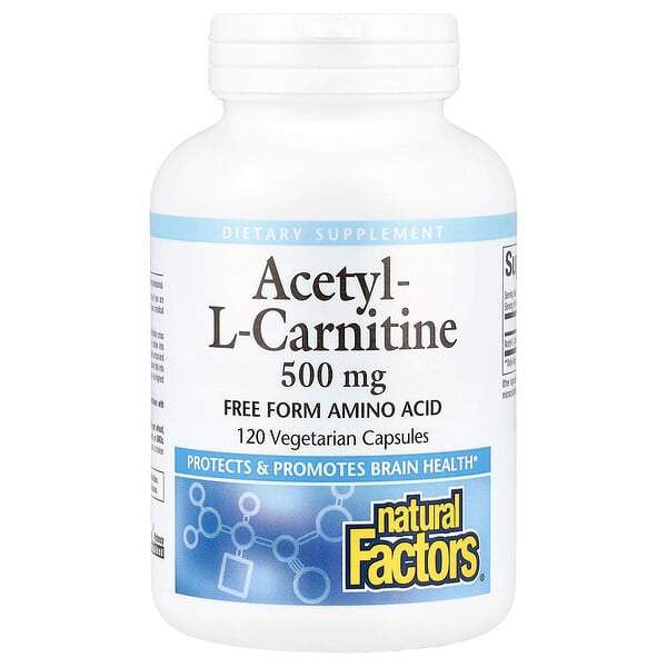 Acetyl-L-Carnitine - 500 мг - 120 капсул - Natural Factors Natural Factors