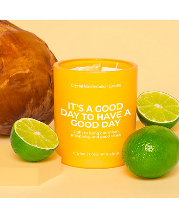 Свеча-хрустальная манифестация «Это хороший день, хороший день» — кокос и лайм с цитрином Jill & Ally