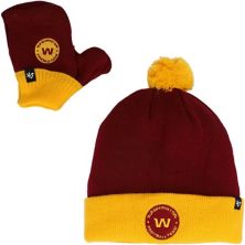 Комплект вязаной шапки с манжетами, манжетами и варежками Bam Bam футбольной команды Вашингтона «Вашингтон» бордового/золотого цвета '47 для малышей '47 Unbranded