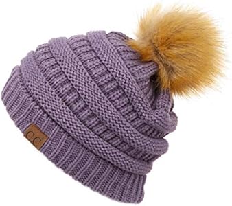 C.C Hatsandscarf Exclusives Unisex Solid Ribbed Beanie with Pom (HAT-43) C.C