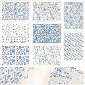 Tatuo 8 Pcs Flower Ceramic Clay Transfer Paper Ceramic Decal Traditional Chinese Porcelain Glaze Underglaze Transfers for Pottery Art DIY Underglazed Sticker for Overglaze Enamel Waterslide Decal Tatuo