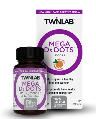 Twinlab Mega D3 Dots™ Tangerine -- 5000 МЕ - 100 таблеток Twinlab